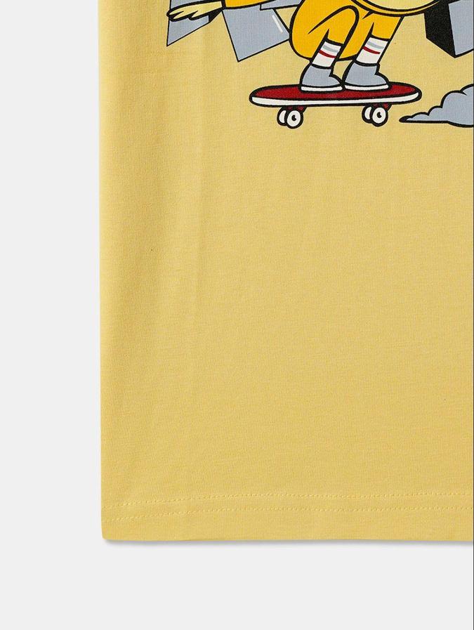 R&B Yellow Cotton Round Neck Printed Boy T-Shirt