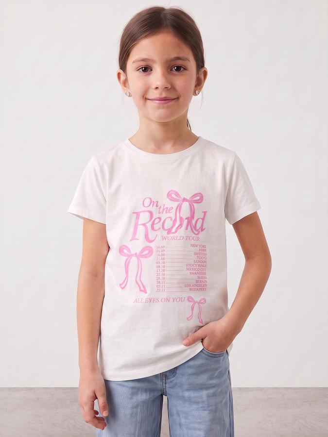 R&B Girls Snow White Graphic Print Short Sleeves Round Neck Pure Cotton T-Shirt