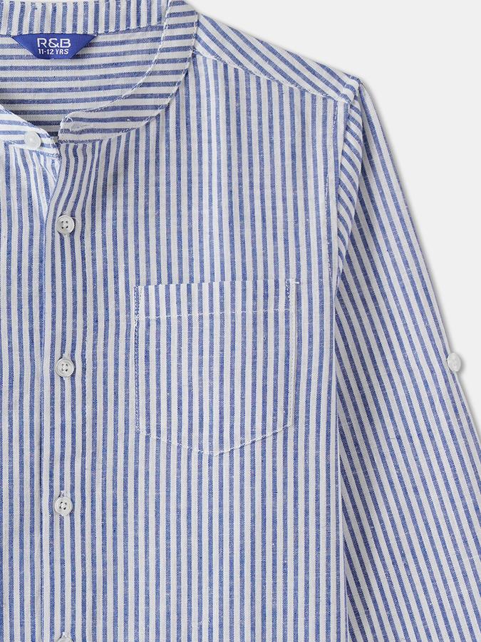 Boys Blend Regular Fit Full Sleeve Mandarin Collar Shirt