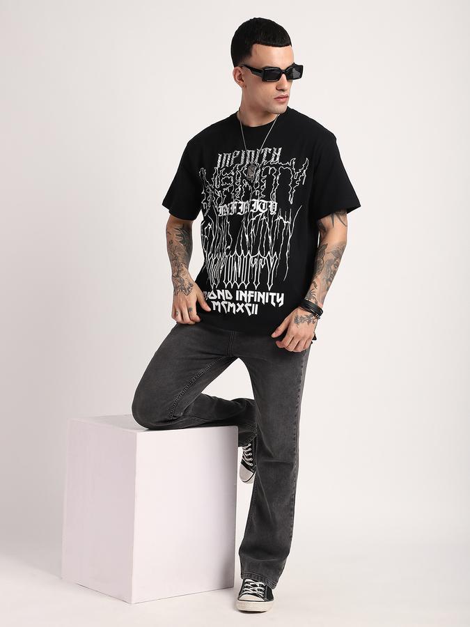 R&B Men's Black Printed T-Shirt