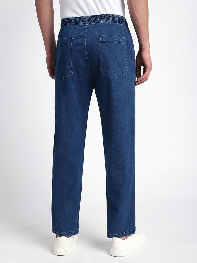 Men Cotton Blend Relaxed Fit Elastic Waist Solid Pants
