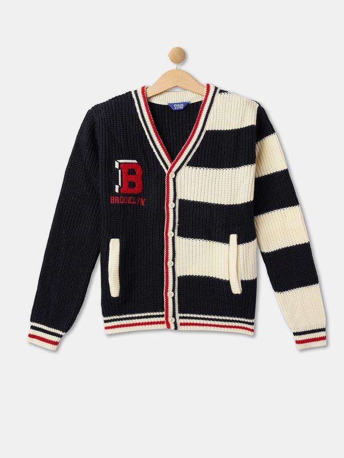 R&B Boys' White Printed Sweater