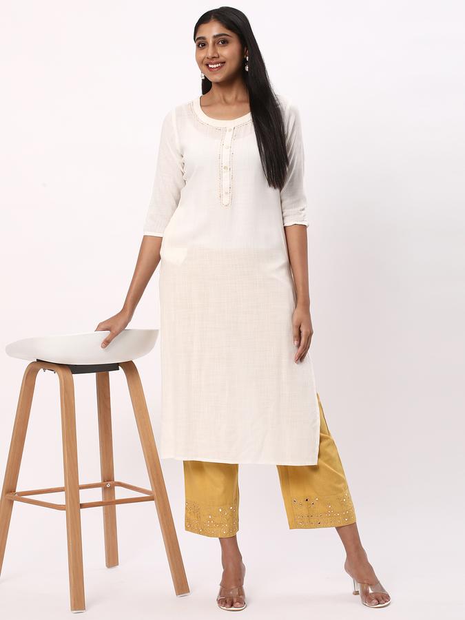 Women Cotton Culottes Elasticated Waist Embellished Trousers