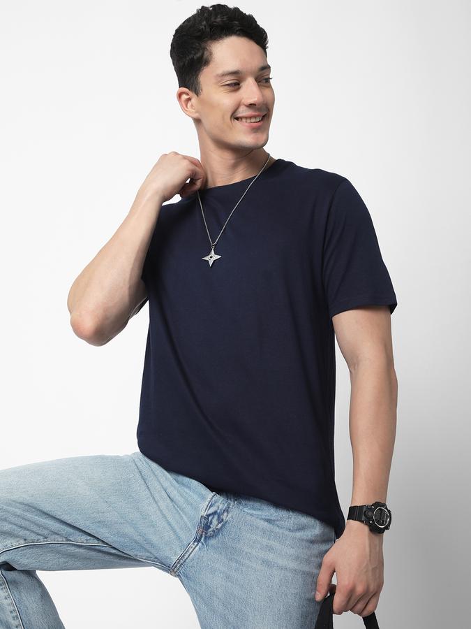 Men Cotton Regular Fit Crew Neck Solid T-shirt