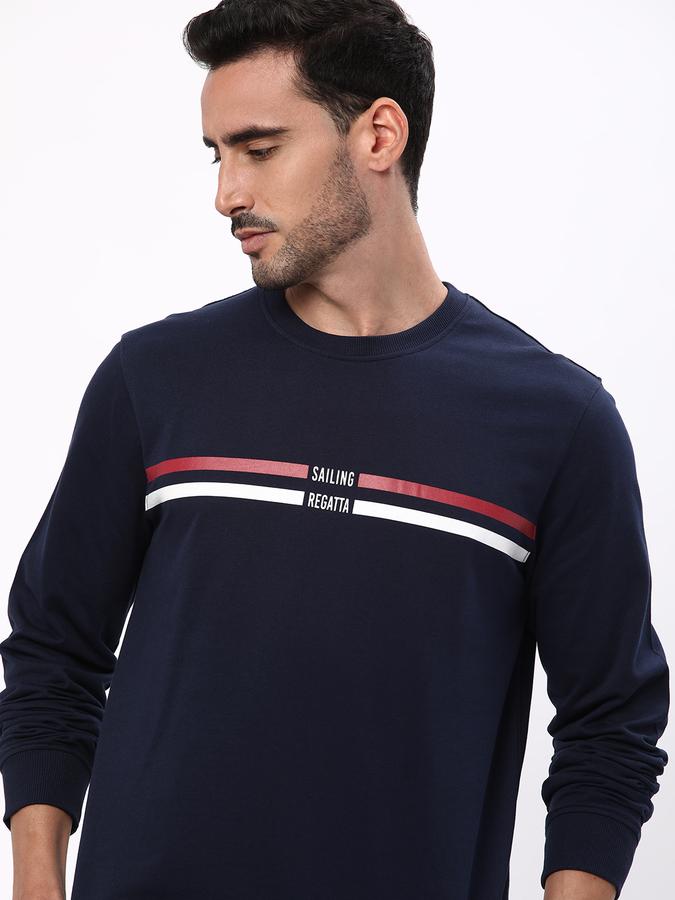 Men Regular Fit Typographic Print Round-Neck Sweatshirt image number 0