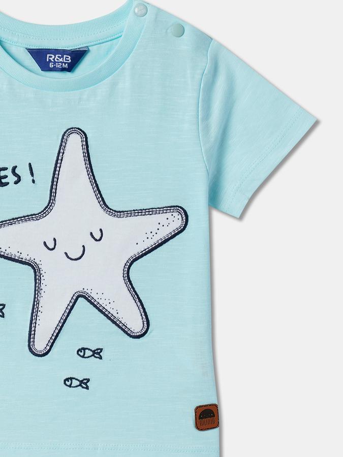 Embroidered Crew-Neck T-Shirt with Button Closure image number 2