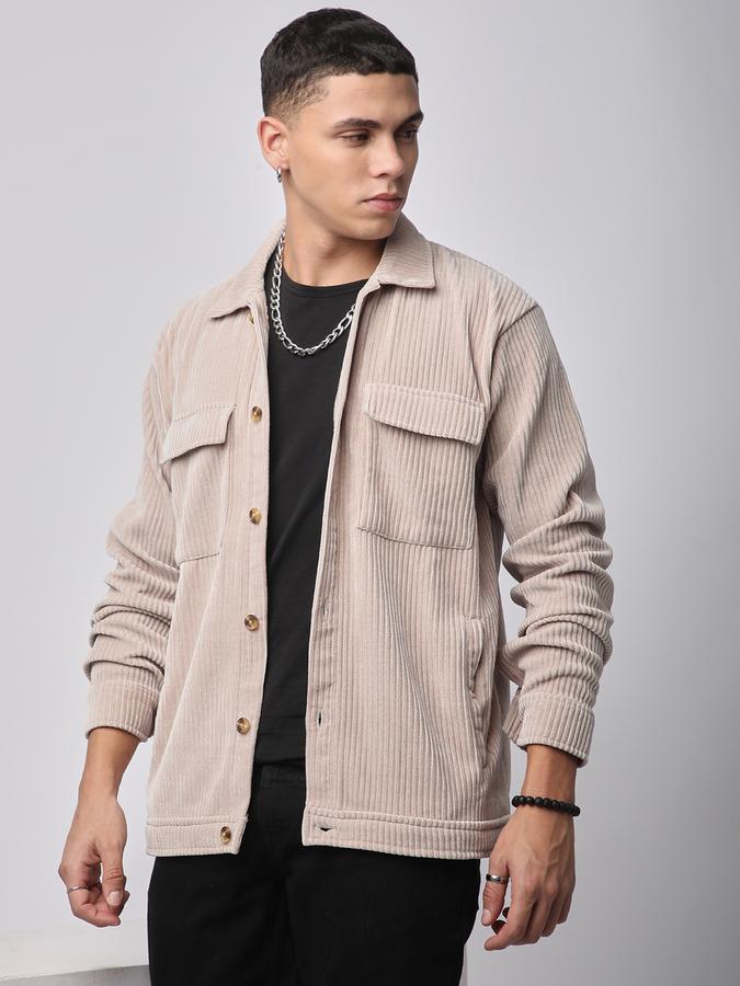 Men Corduroy Regular Fit Solid Jacket