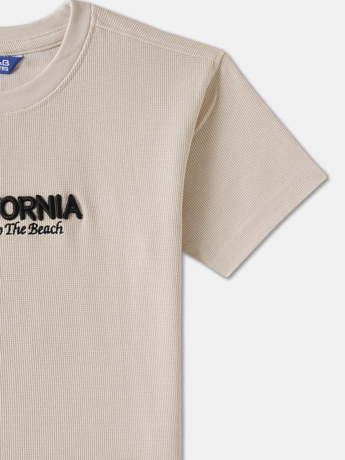 Boys Cotton Regular Fit Crew Neck Typographic Print T-shirt