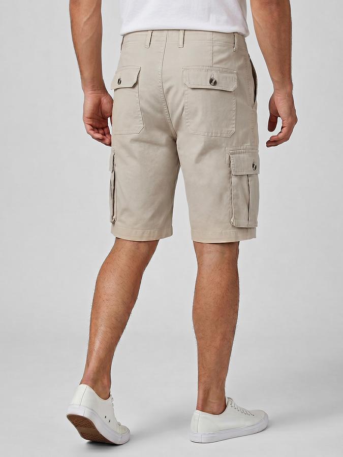 R&B Off White Men Knee Length Mid-Rise Relaxed Fit Shorts