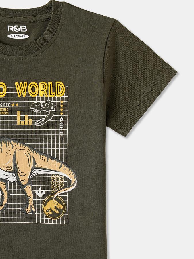 Boys Cotton Regular Fit Crew Neck Graphic T-shirt