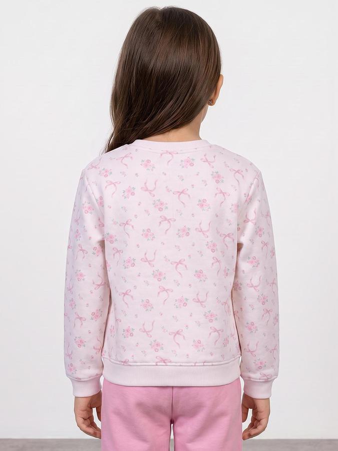 R&B Girls Ivory Graphic Print Round Neck Long Sleeves Sweatshirt