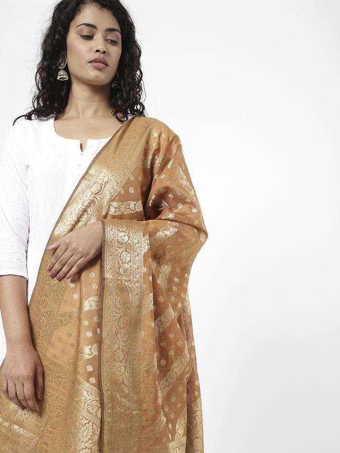 R&B Women's Gold Printed Dupatta