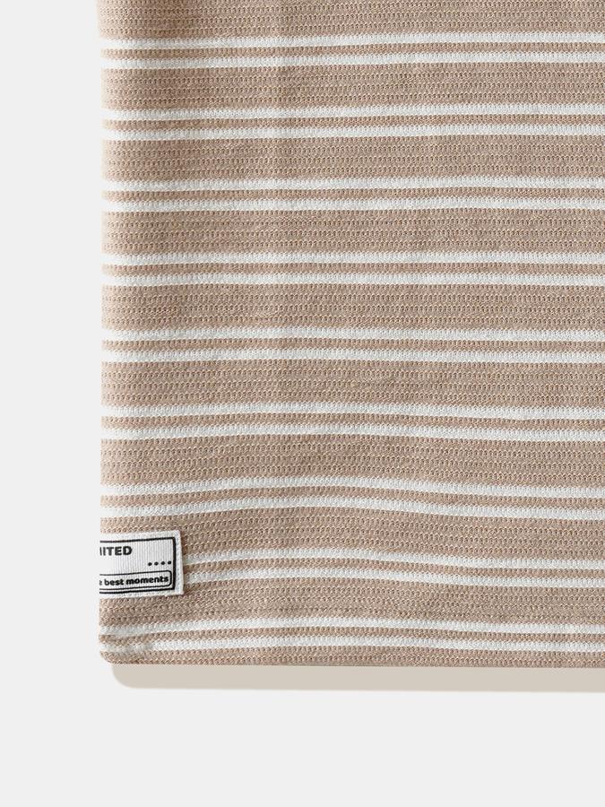 Boys Polyester Regular Fit Crew Neck Striped T-shirt