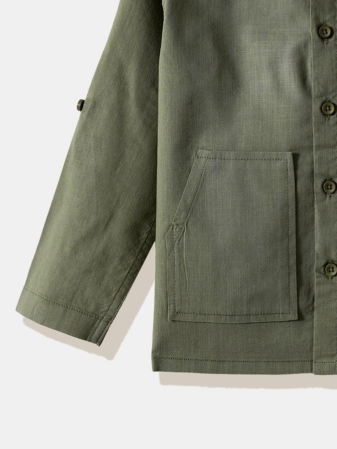 Boys Cotton Blend Regular Fit Long Sleeve Hooded Shirt