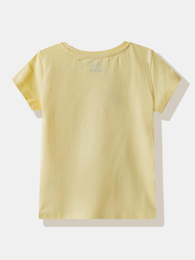 Girls Cotton Regular Fit Crew Neck Graphic T-shirt