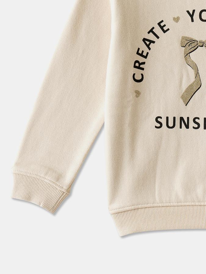 Girls Cotton Blend Regular Fit Crew Neck Graphic Sweatshirt