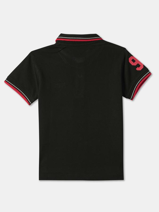 Boys Cotton Regular Fit Polo Neck Solid T-shirt