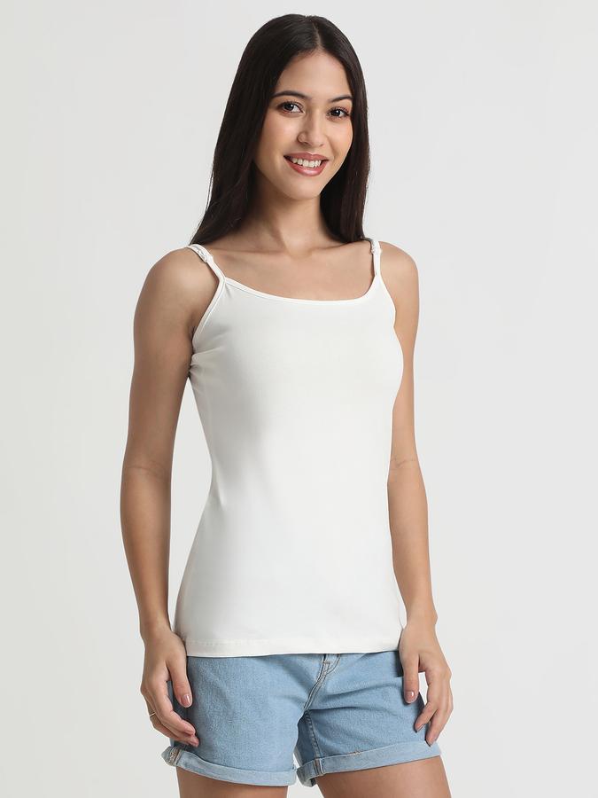 Women Cotton Blend Slim Fit Scoop Neck Solid Camisole