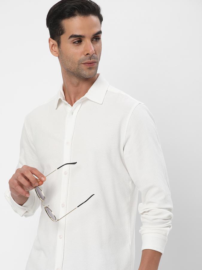 R&B Men White Casual Shirts