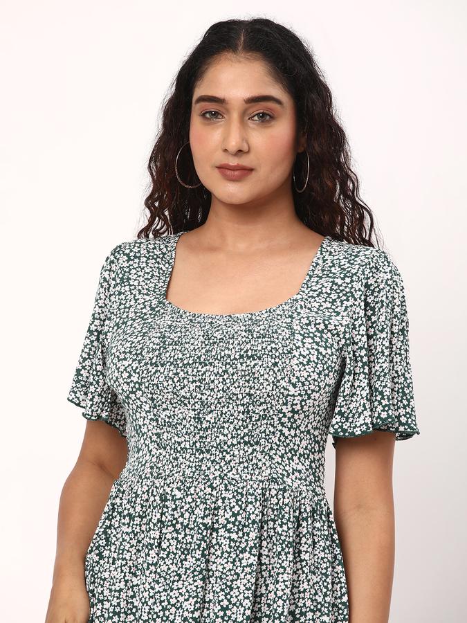 Women Rayon Fit And Flare Mini Floral Dress