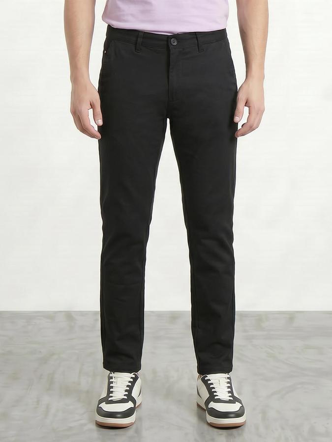 R&B Men's Black Slim Fit Trousers