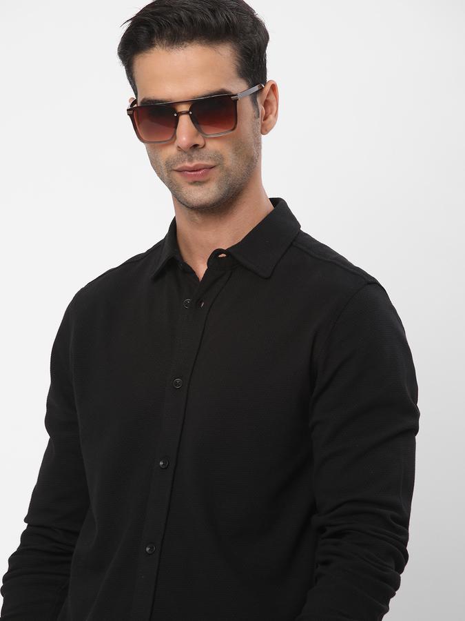 R&B Men Black Casual Shirts