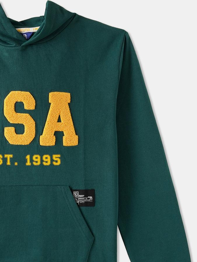 Boys Cotton Blend Relaxed Fit Hooded Applique Hoodie