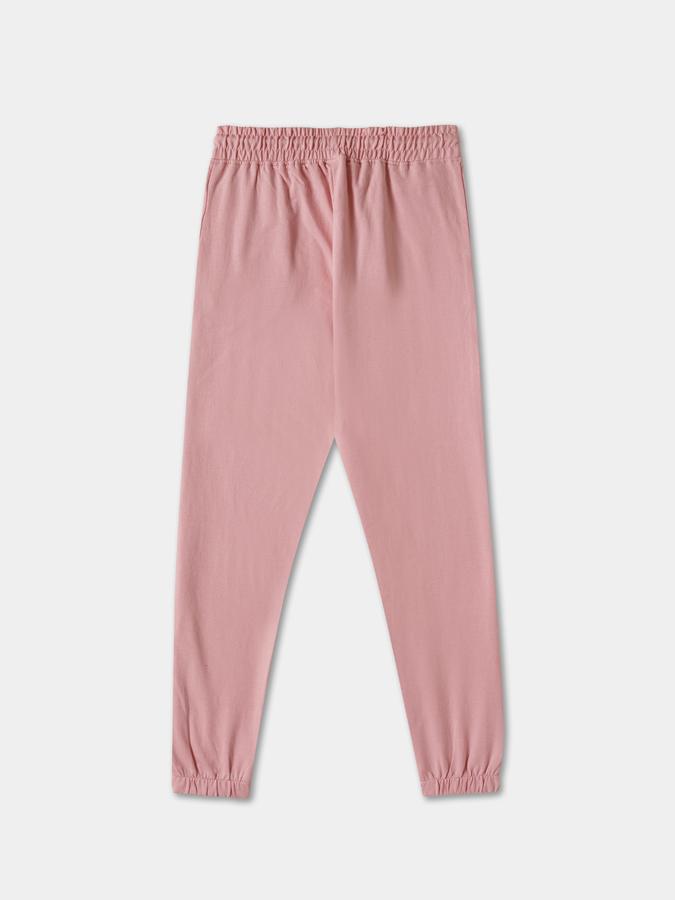 Girls Cotton Regular Fit Drawstring Waist Cuffed Hem Joggers