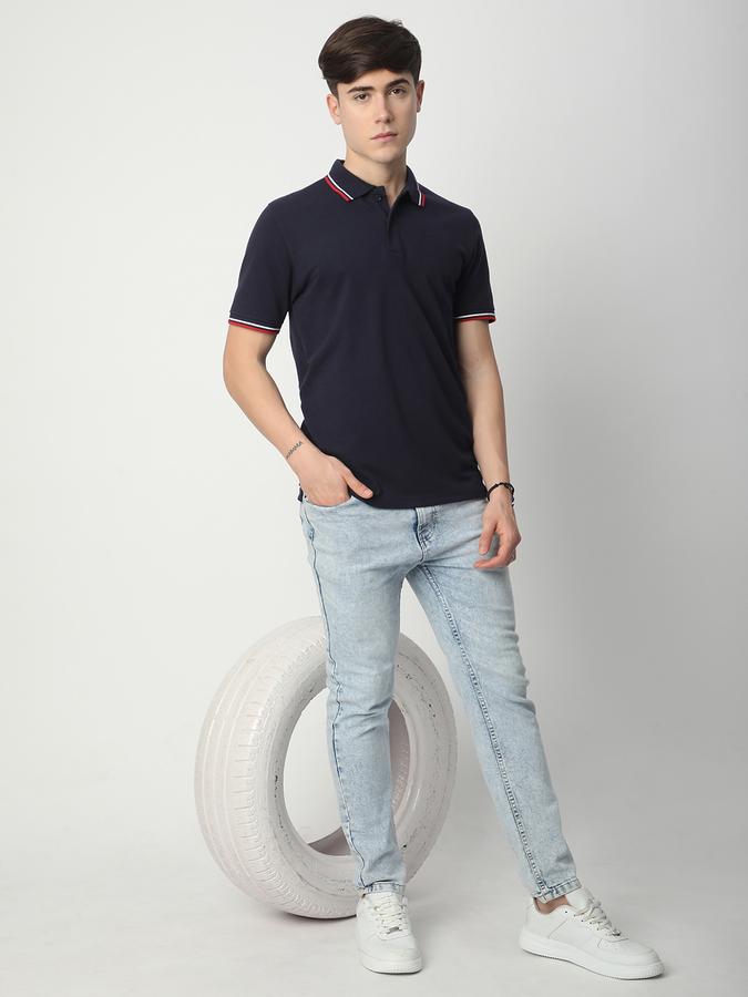 Solid Men Peter Pan Collar T-Shirt image number 1