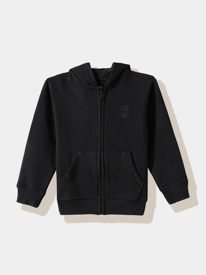 Boys Cotton Hooded Zip Up Solid Jacket