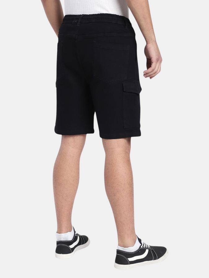 R&B Black Men Above Knee Denim Shorts