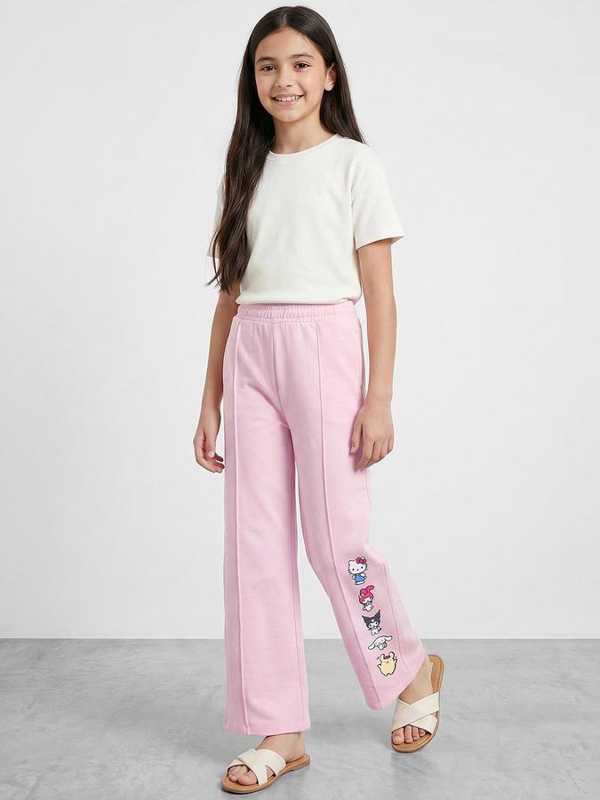 R&B Girl Pink Wide Leg Graphic Track Pants 