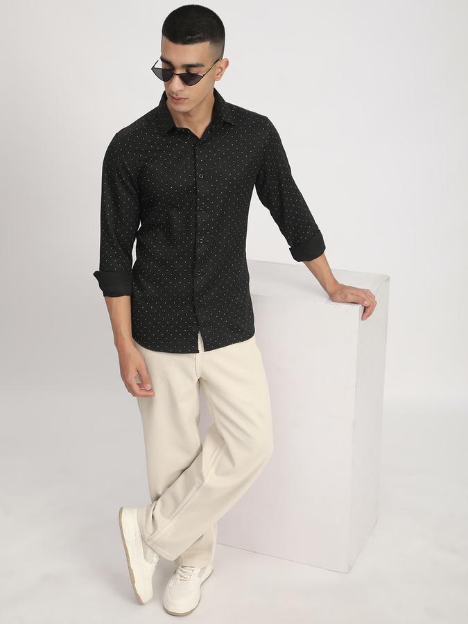R&B Men's Black Printed Shirt