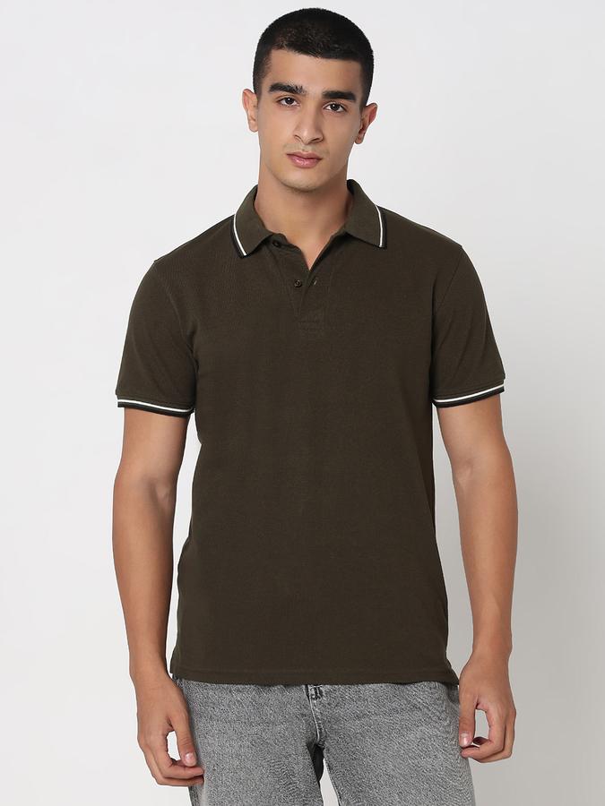 MENS Short Sleeves SOLID POLO WITH TIPPING COLLAR AND CUFF - DRY FIT image number 1