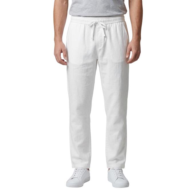 R&B White Solid Men Regular Fit Trousers