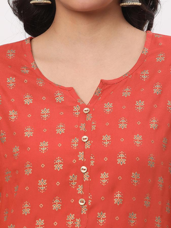 Women Foil Printed Straight Kurta image number 3