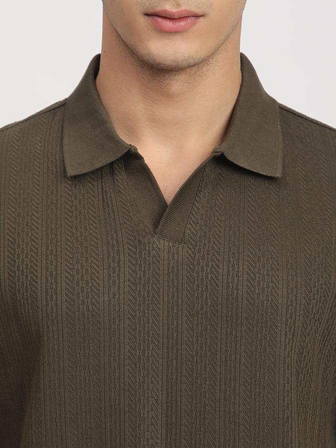 Men Cotton Regular Fit Polo Neck Solid T-shirt