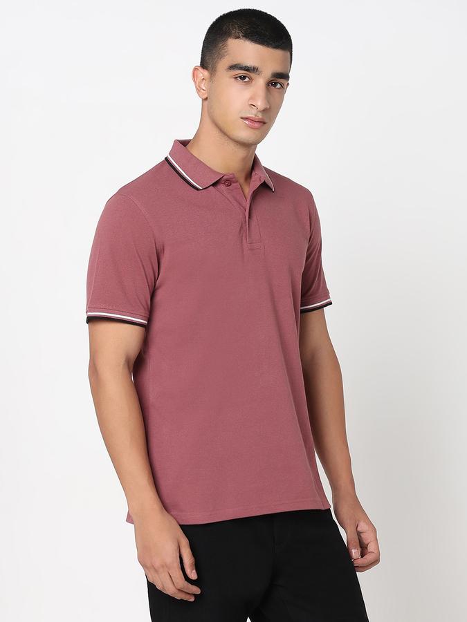 MENS Short Sleeves SOLID POLO WITH TIPPING COLLAR AND CUFF - DRY FIT image number 3