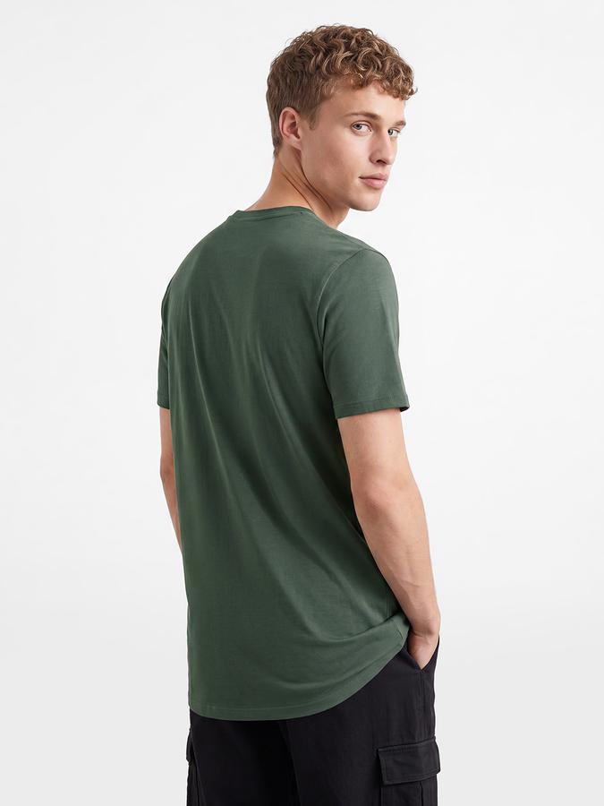 R&B Men Pine Green Typographic Print Short Sleeves Pure Cotton Tshirt
