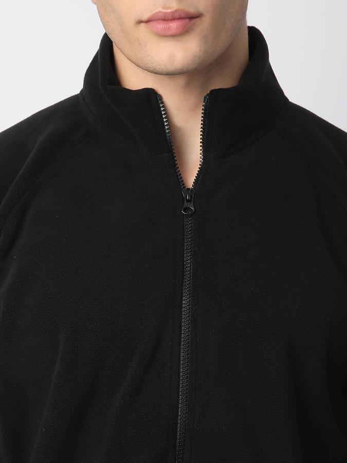 Men Fleece Regular Fit High Neck Zip Up Sweatshirt
