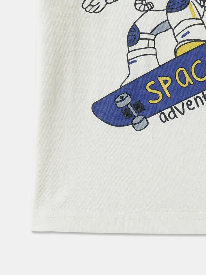 Boys Cotton Regular Fit Crew Neck Graphic T-shirt