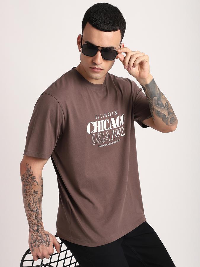 Men Cotton Relaxed Fit Crew Neck Graphic T-shirt