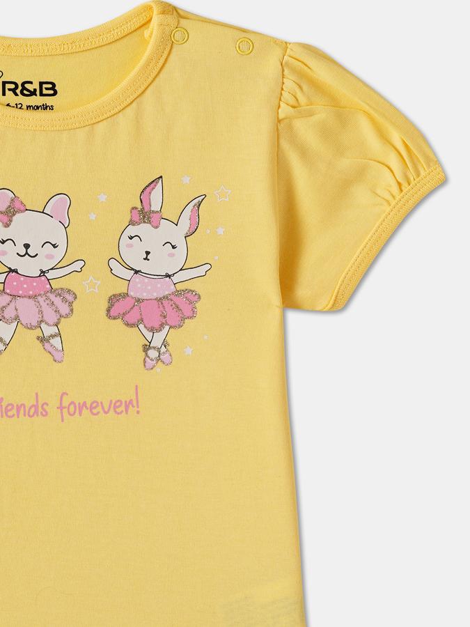 R&B Baby Girls Graphic Print Pure Cotton Regular T Shirt image number 2