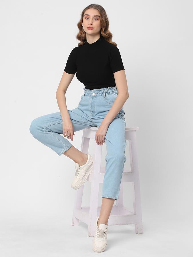 Women Ribbed Regular Fit High-Neck Top image number 1