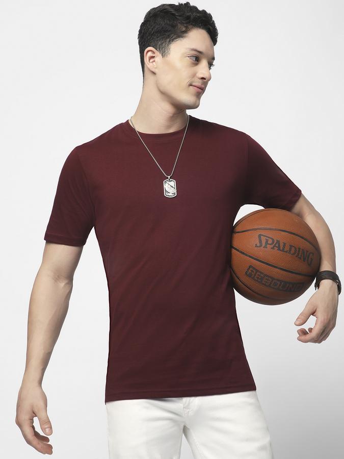 R&B MEN'S Solid T-Shirt with Crew Neck and Short Sleeves