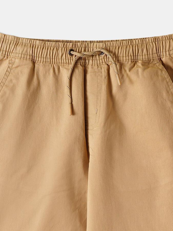 R&B Boys Beige Solid Regular Fit Trousers