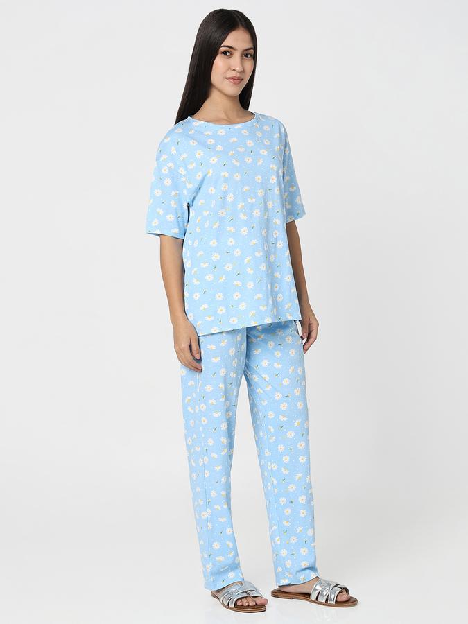 Women Cotton Slim Drawstring Printed Pajama Pants