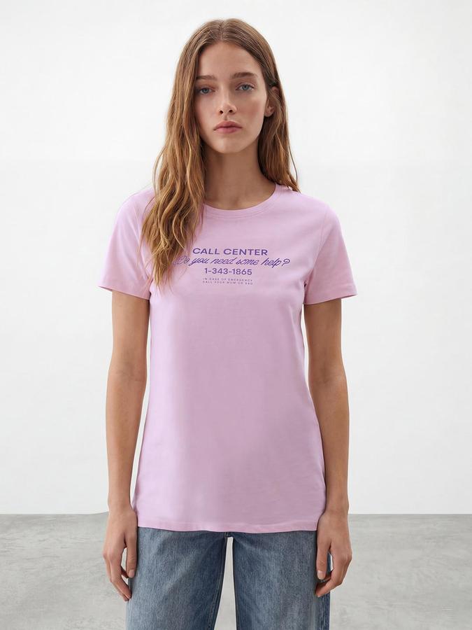 R&B Womens Pastel Pink Typography Printed Round Neck Short Sleeve T-Shirt
