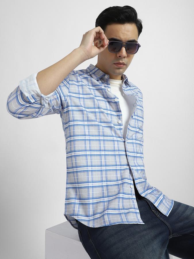 R&B Men's Blue Checked Shirt