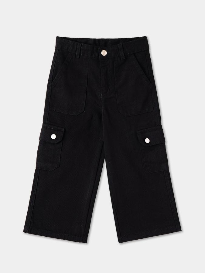 Solid Cargo Pants with Button Closure